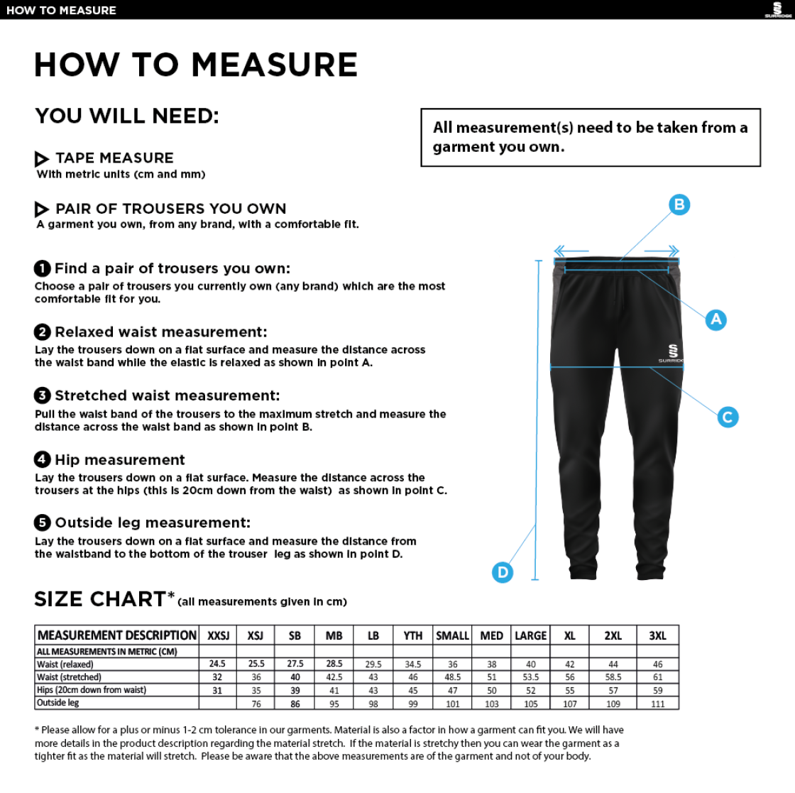 Gateshead Storm Tek Skinny Pants - Size Guide