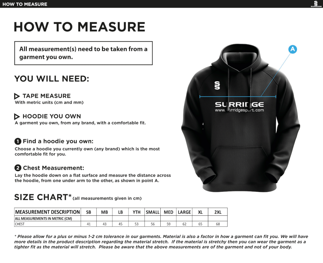Gateshead Storm Blade Hoodie - Size Guide